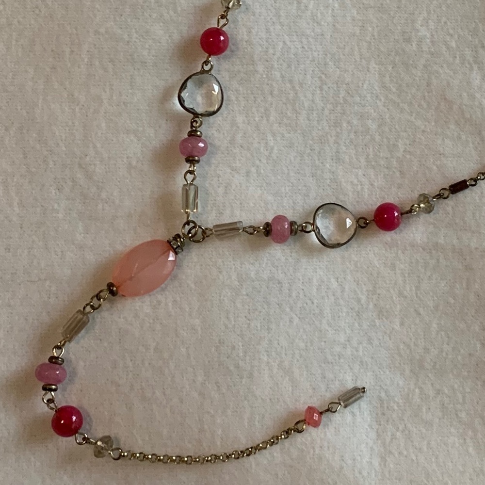 Vintage Red and Clear Bead Necklace